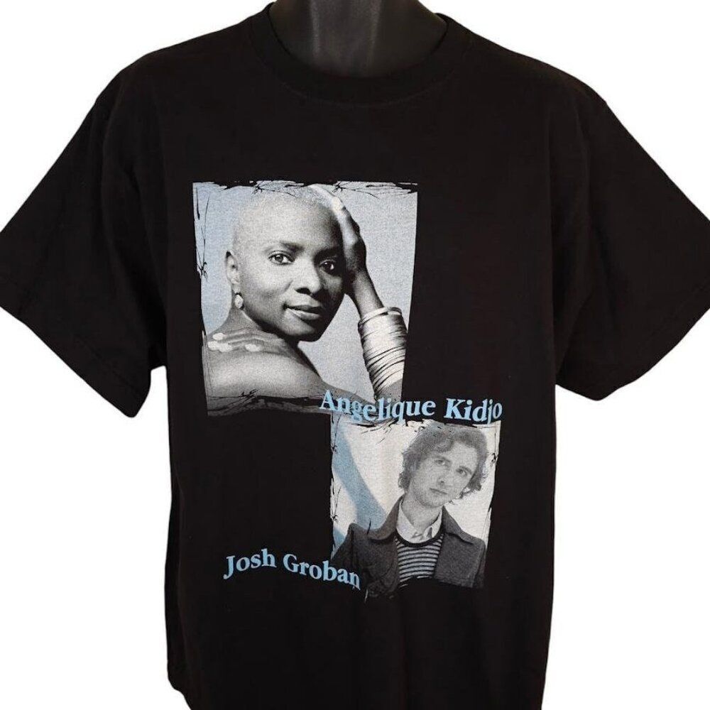 Vintage Angelique Kidjo Josh Groban T Shirt Mens Size Large Black Y2K Tour